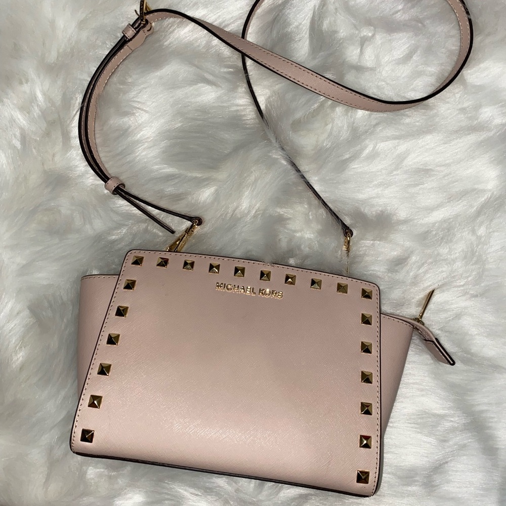 Michael Kors Pink Crossbody Bag with Studded Details